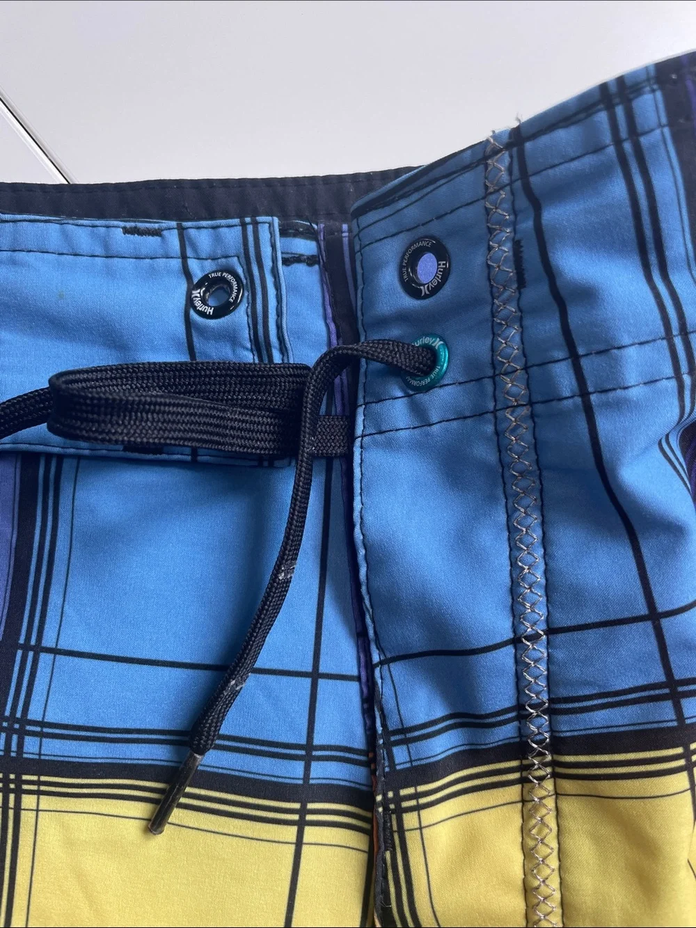 Hurley Men's Plaid Board Shorts - Blue/Orange/Yellow/Purple